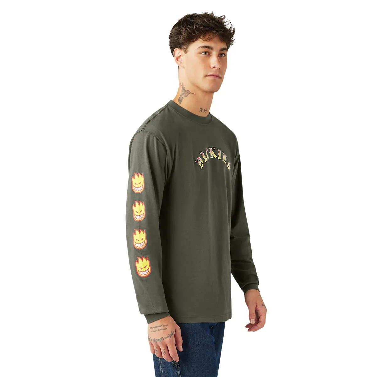 Dickies x Spitfire Long Sleeve T-Shirt - Olive Green