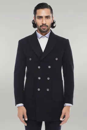 Double-Breasted Black Men Coat - Wessi