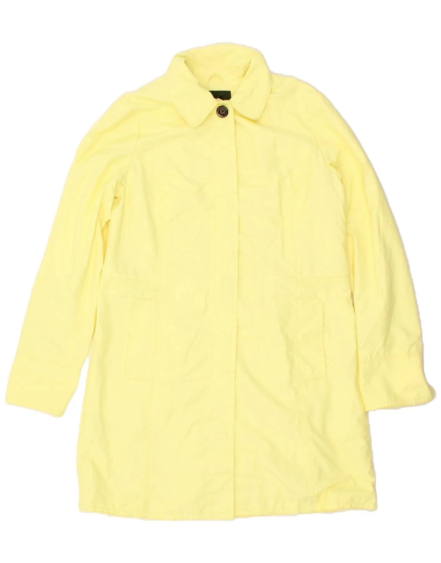 EDDIE BAUER Womens Tall Overcoat UK 16 Large Yellow Cotton