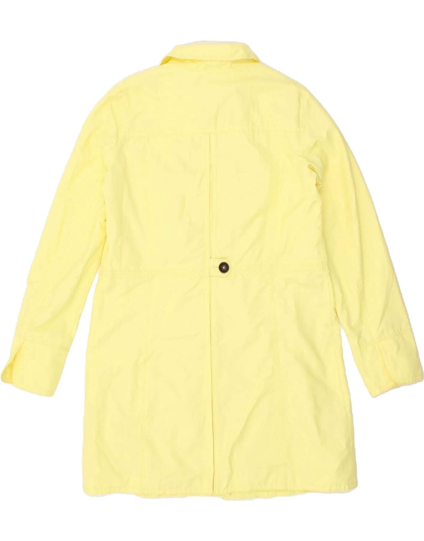 EDDIE BAUER Womens Tall Overcoat UK 16 Large Yellow Cotton