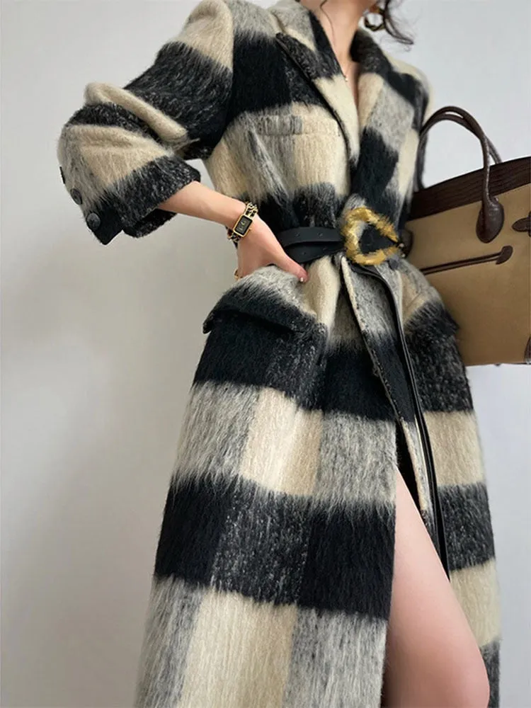 Eileen Ombre Plaid Maxi Coat