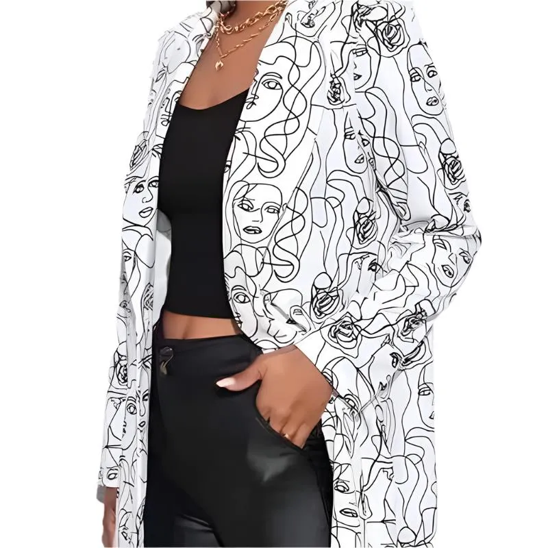 Elegant Graffiti Street High Lapel Blazer