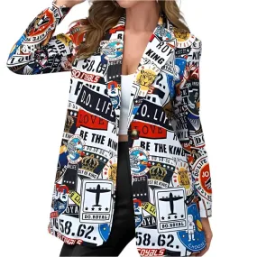 Elegant Graffiti Street High Lapel Blazer