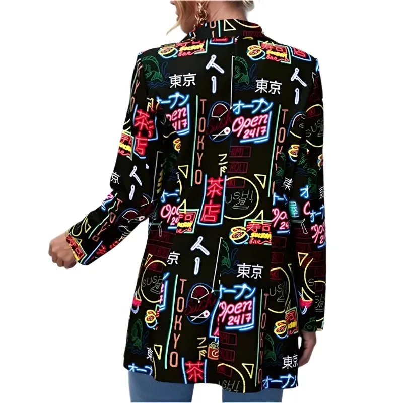 Elegant Graffiti Street High Lapel Blazer