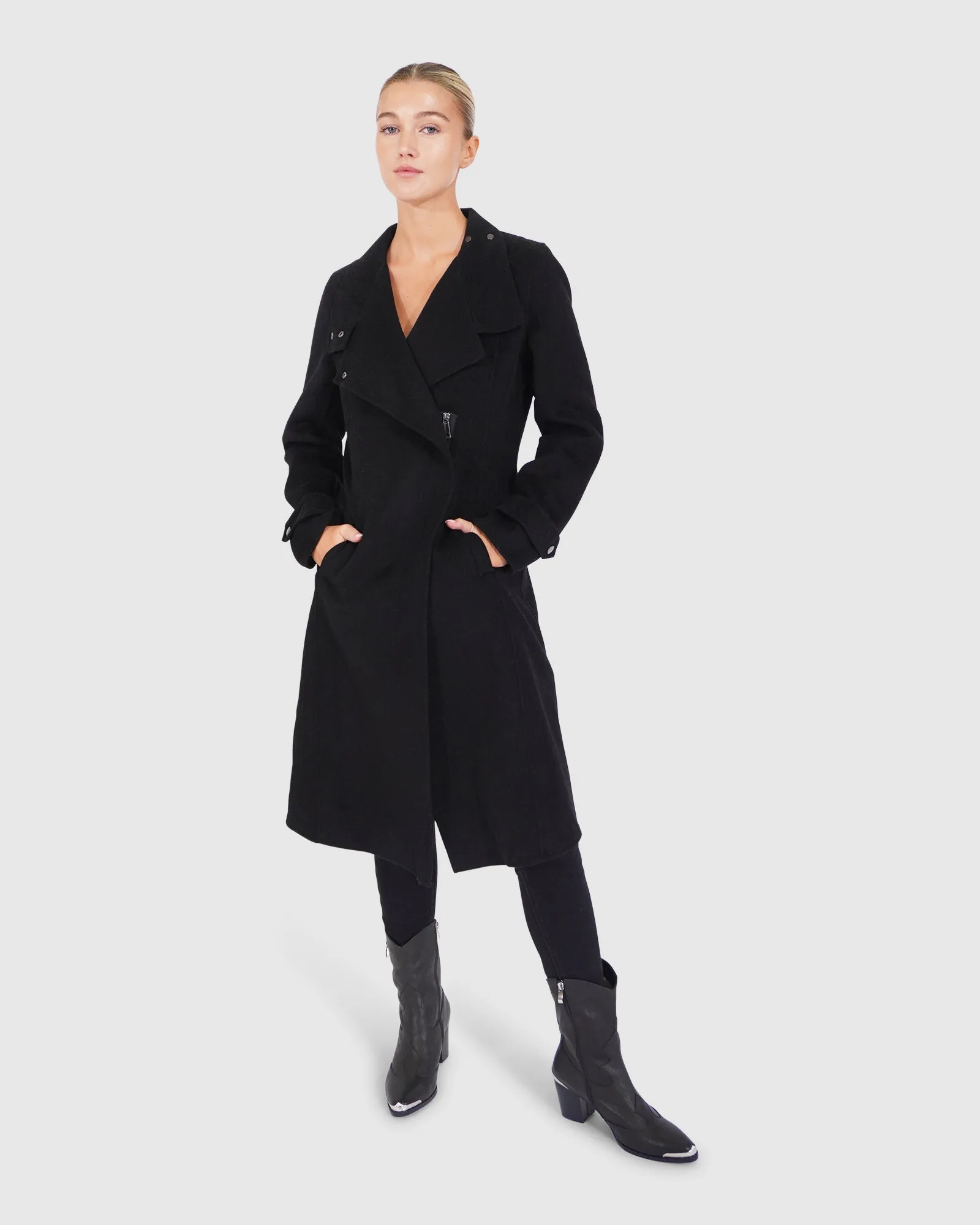 Envy Me Zipped Coat - Black