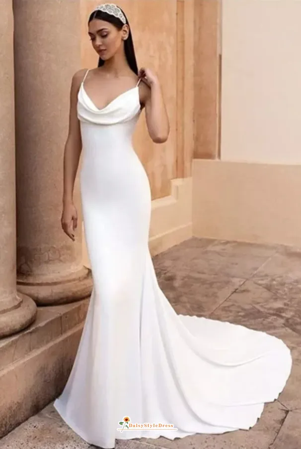 Fit and Flare Low Back Crepe Wedding Dress