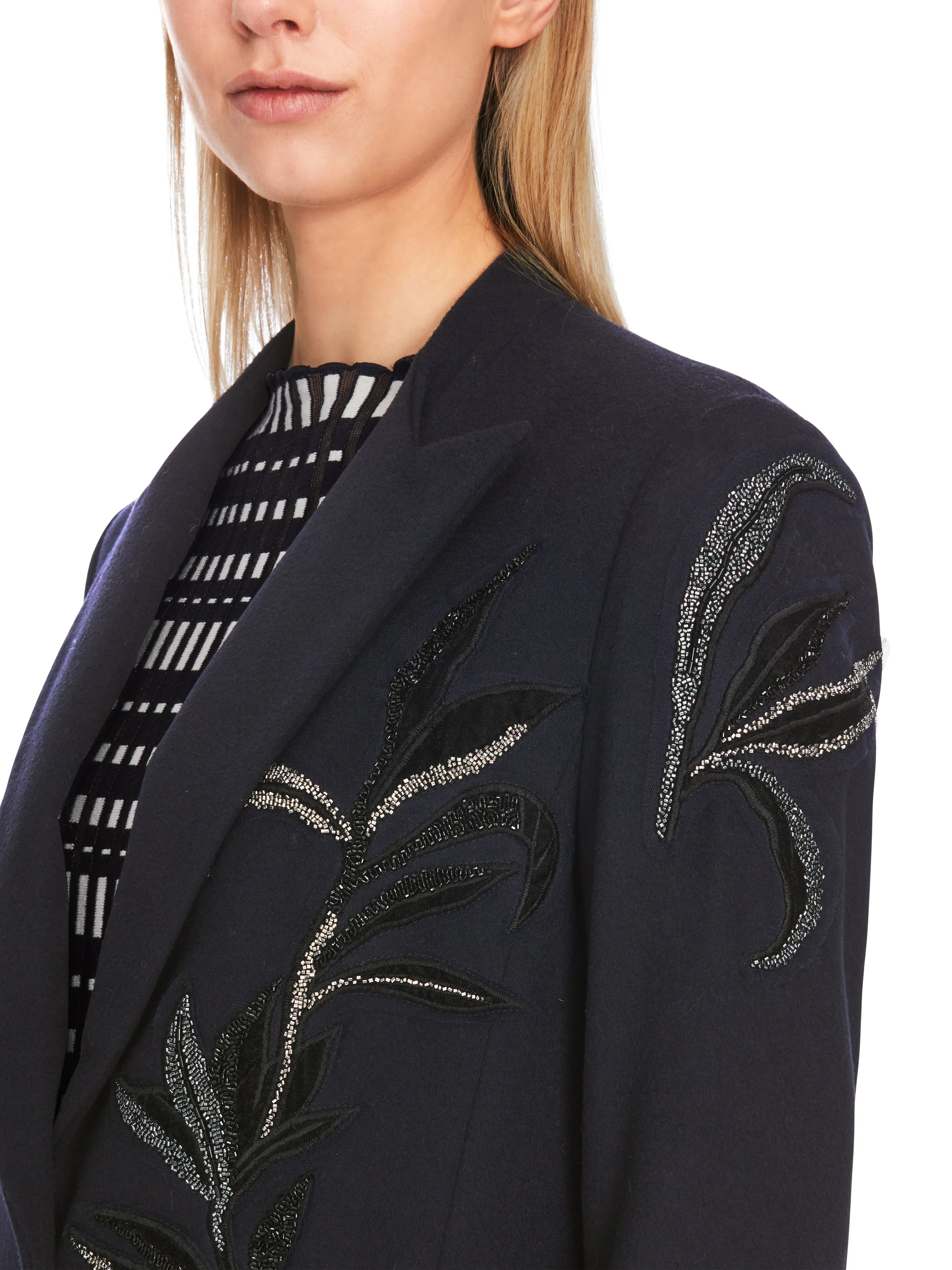 FLORAL GLITTER APPLIQUE BLAZER