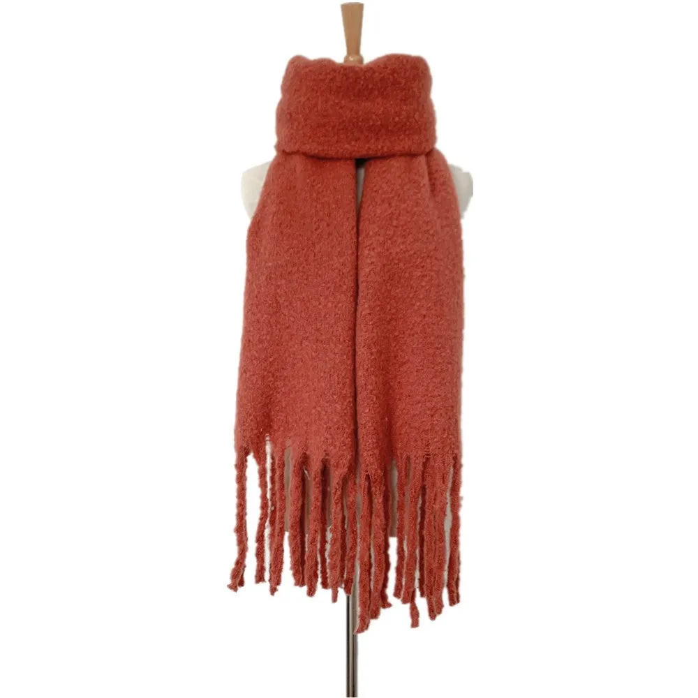 Fringed Wide Knit Scarf