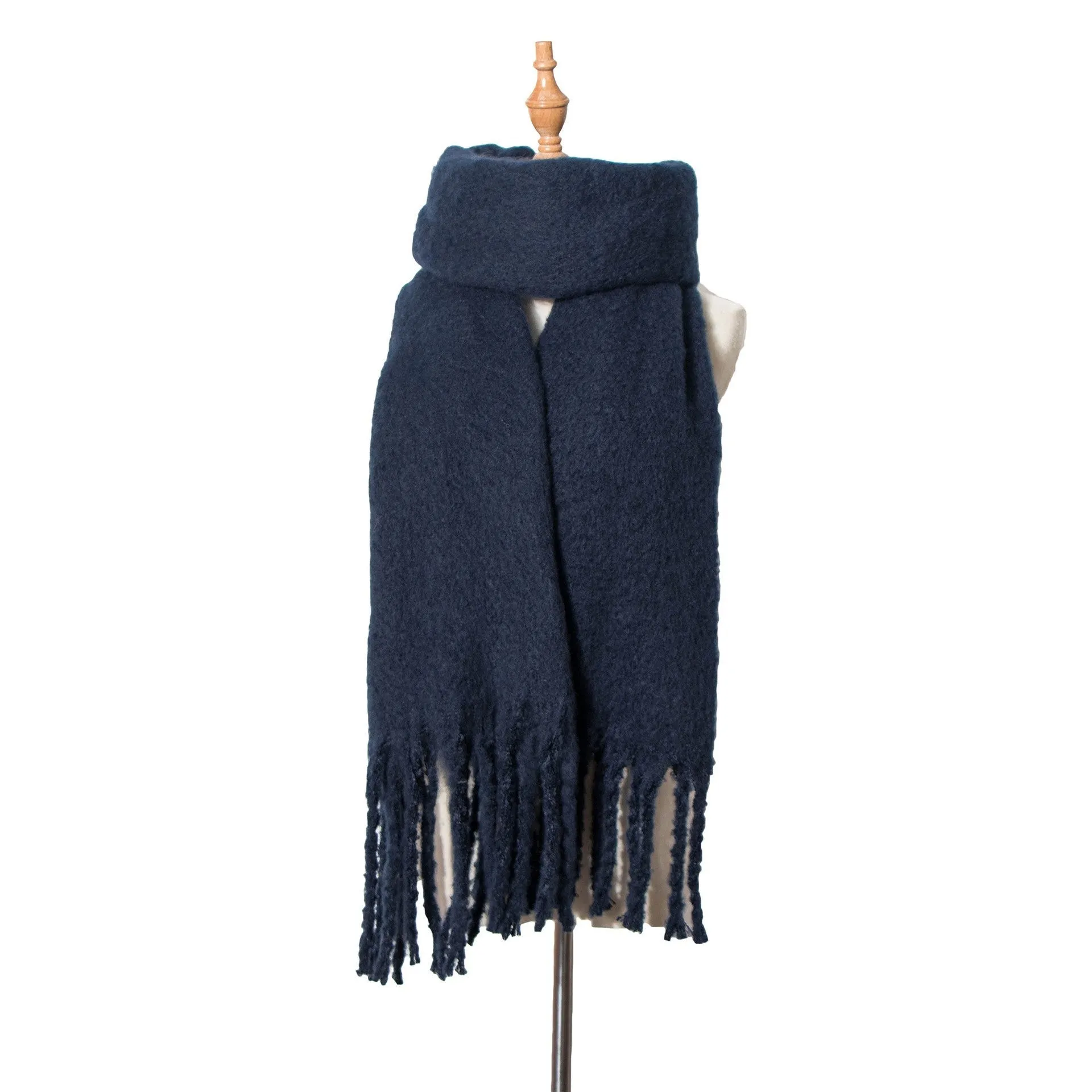 Fringed Wide Knit Scarf