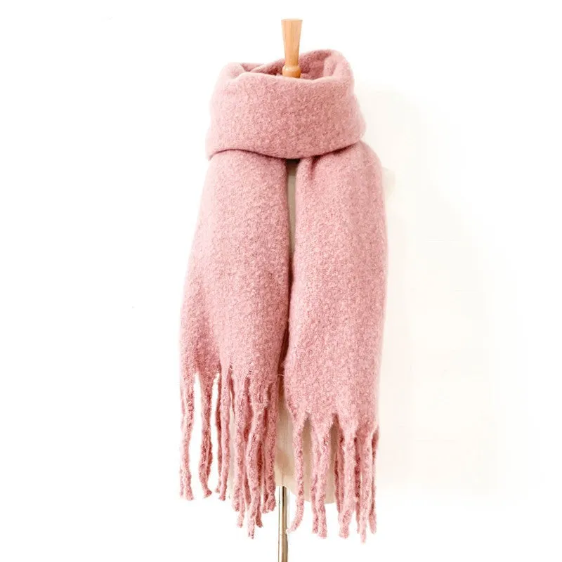 Fringed Wide Knit Scarf