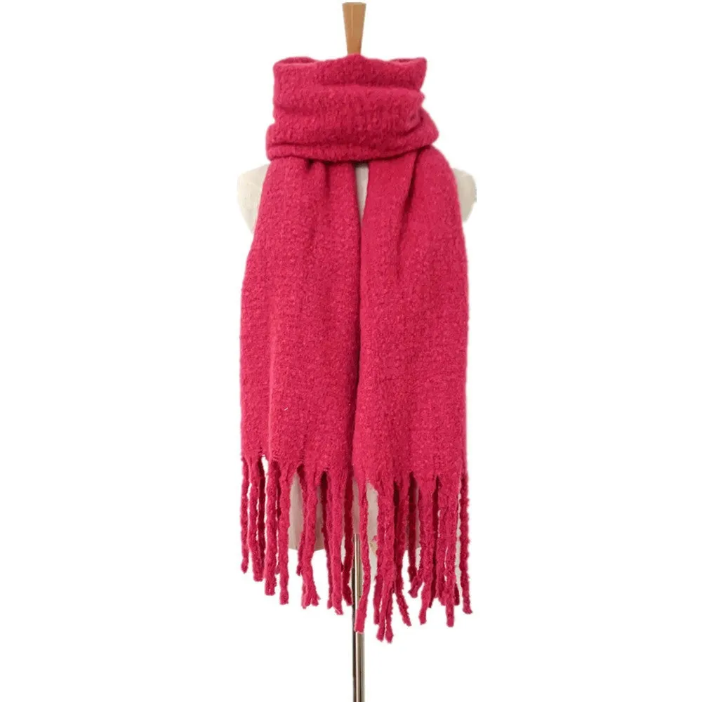 Fringed Wide Knit Scarf