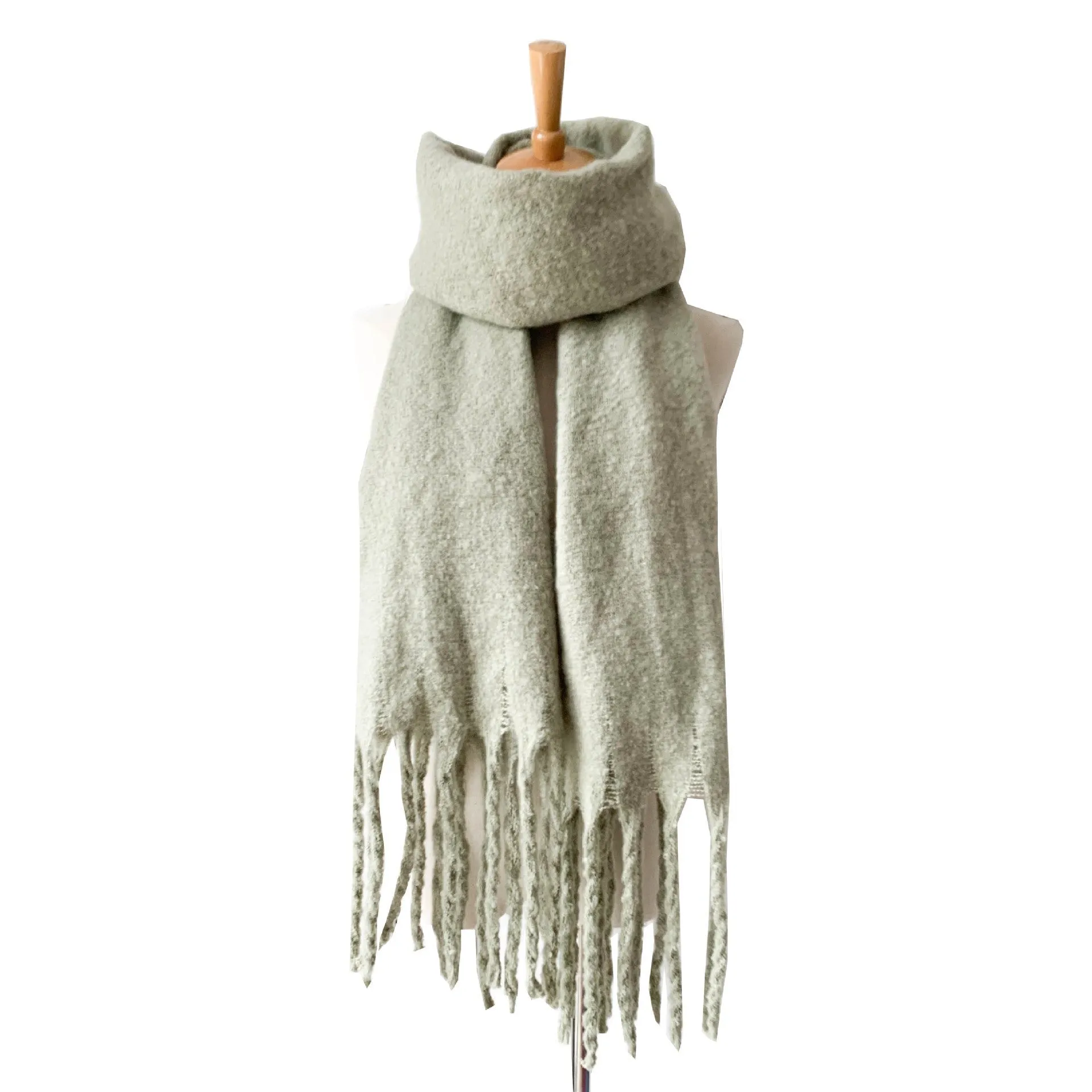 Fringed Wide Knit Scarf