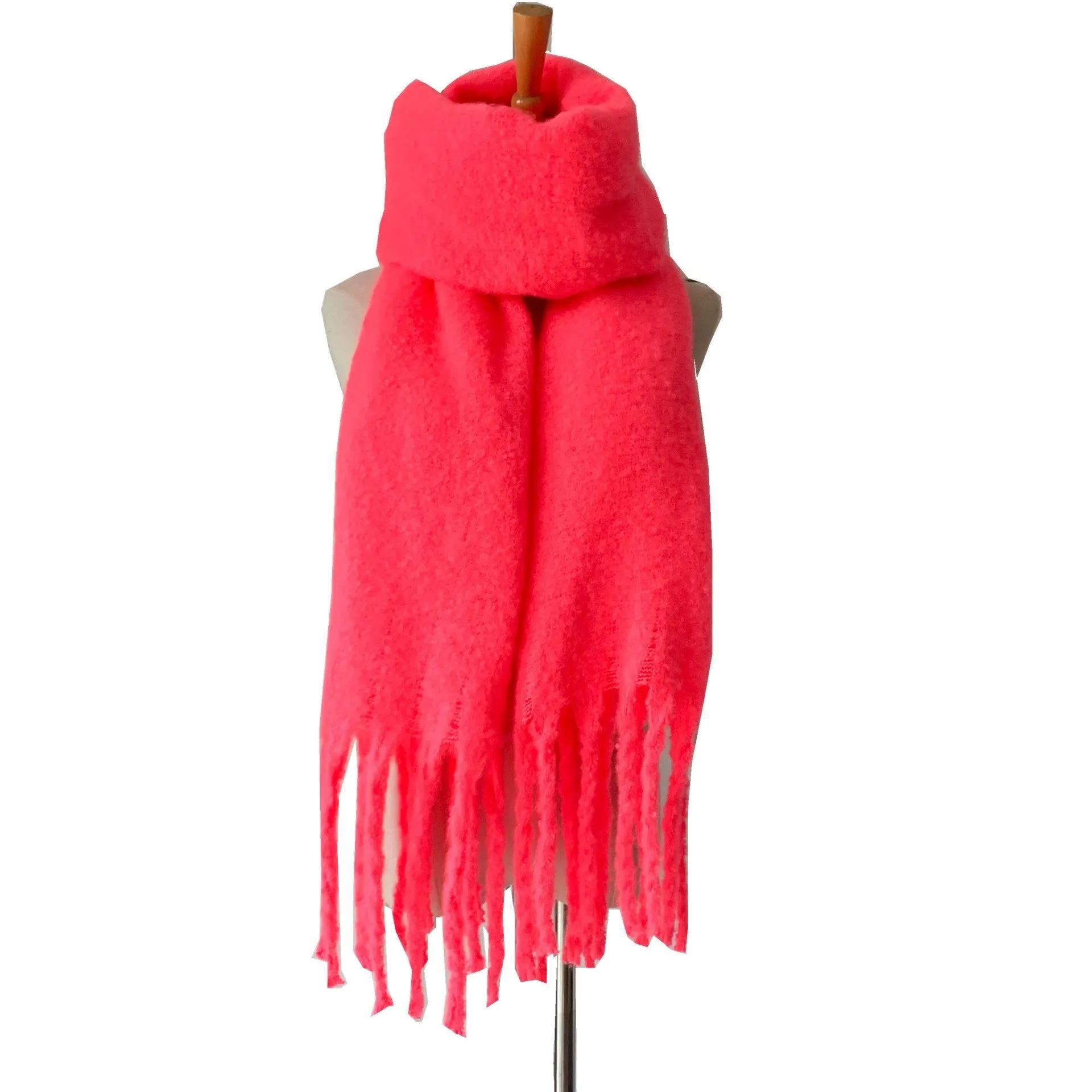 Fringed Wide Knit Scarf