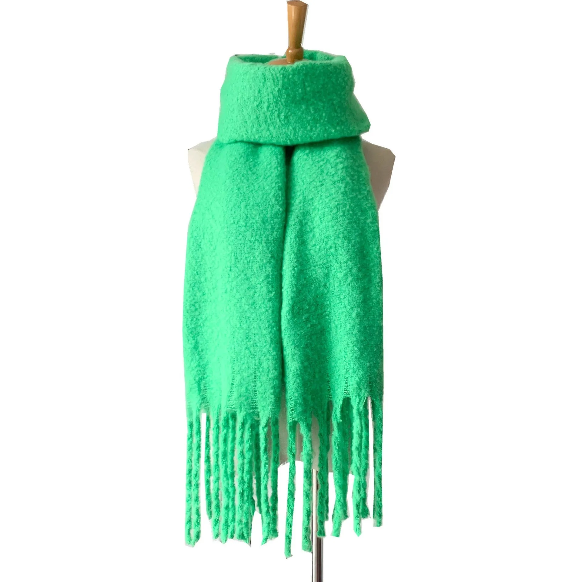 Fringed Wide Knit Scarf