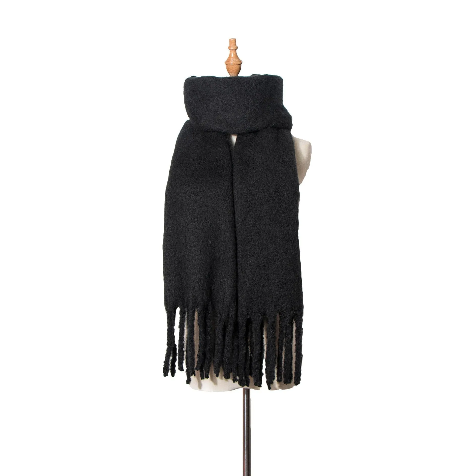 Fringed Wide Knit Scarf