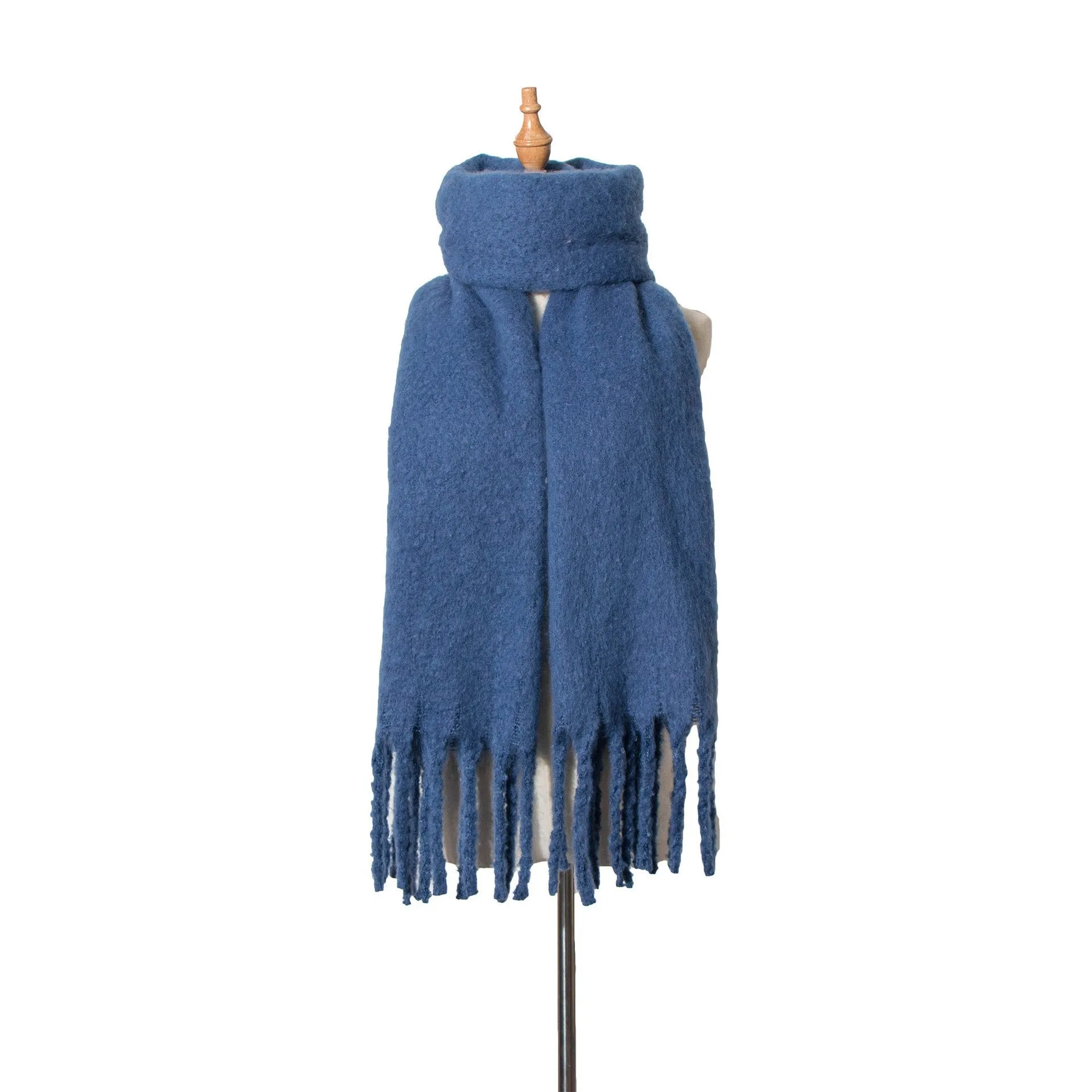 Fringed Wide Knit Scarf