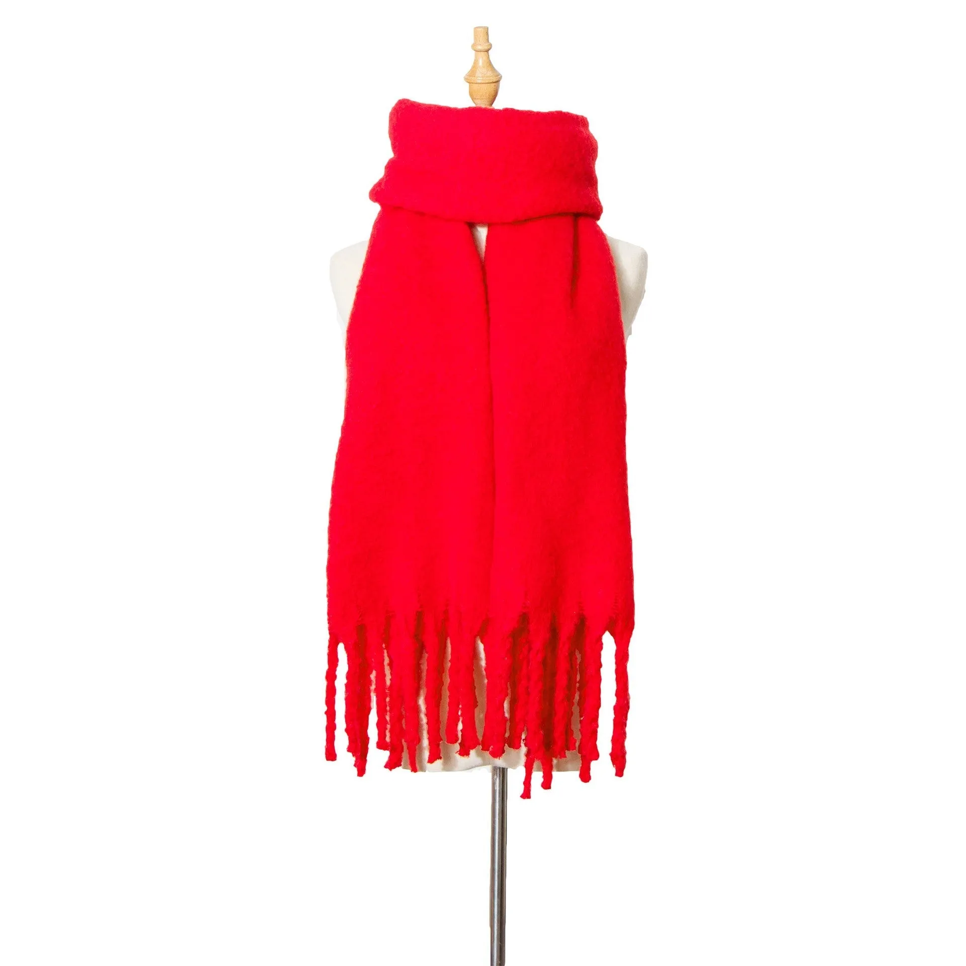 Fringed Wide Knit Scarf