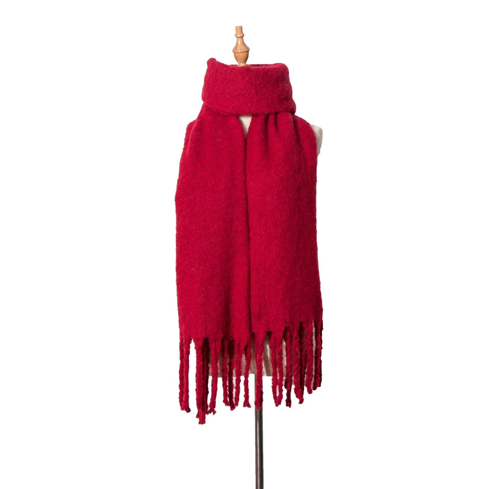 Fringed Wide Knit Scarf