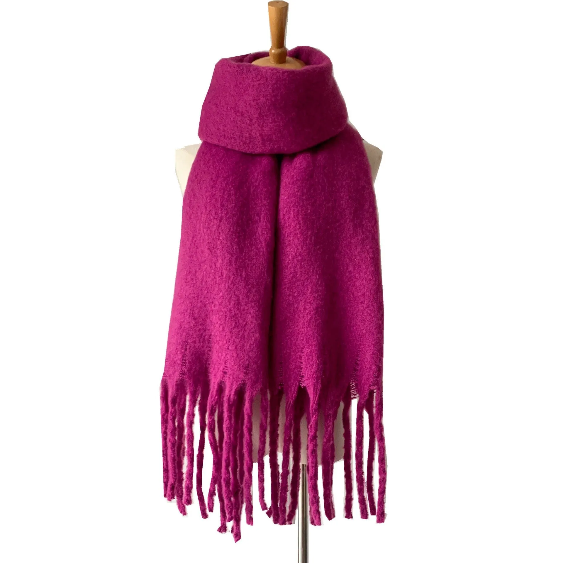 Fringed Wide Knit Scarf