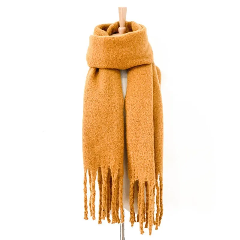 Fringed Wide Knit Scarf