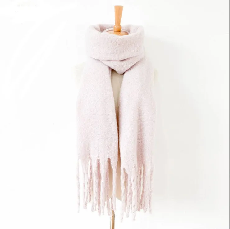 Fringed Wide Knit Scarf