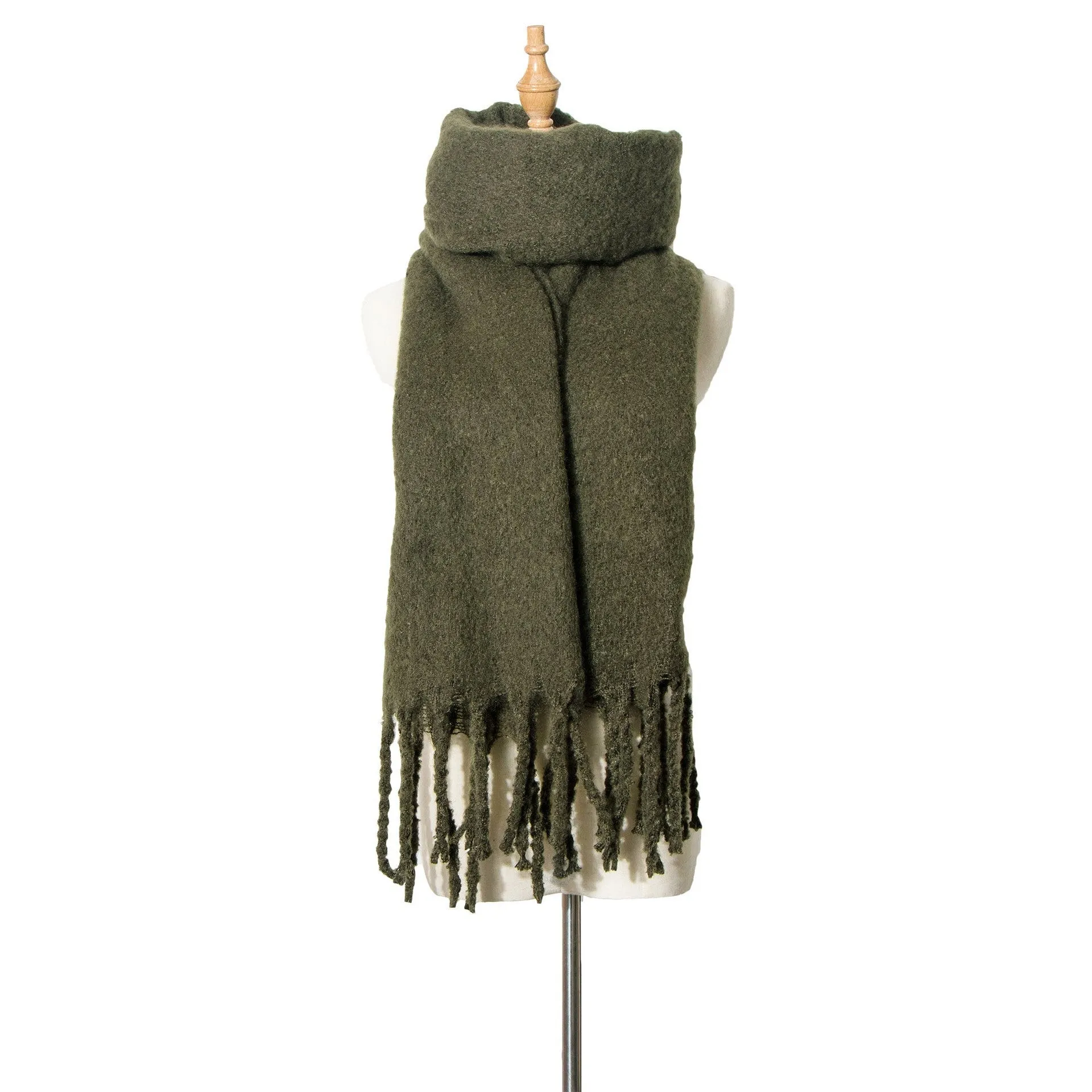 Fringed Wide Knit Scarf