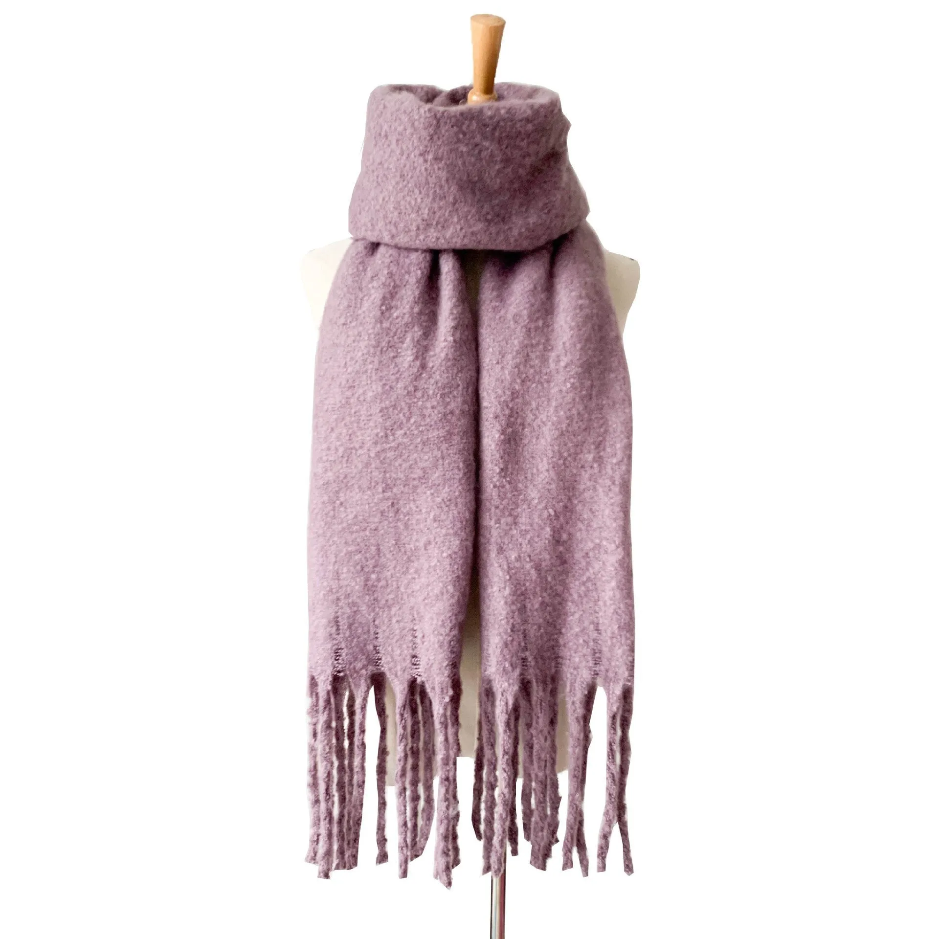 Fringed Wide Knit Scarf