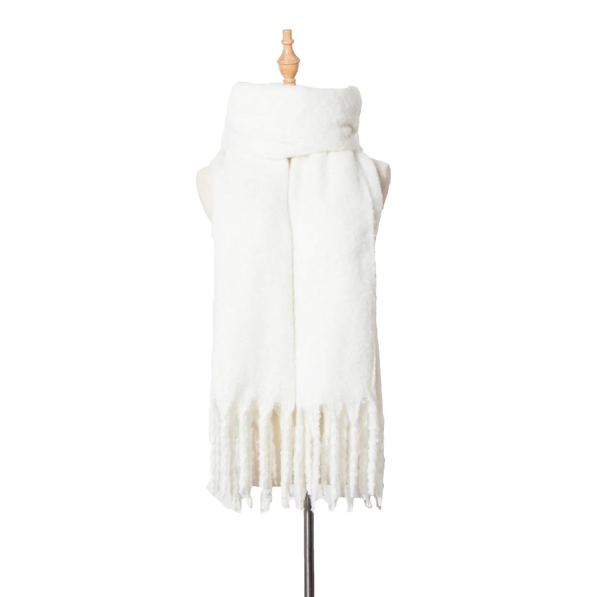 Fringed Wide Knit Scarf