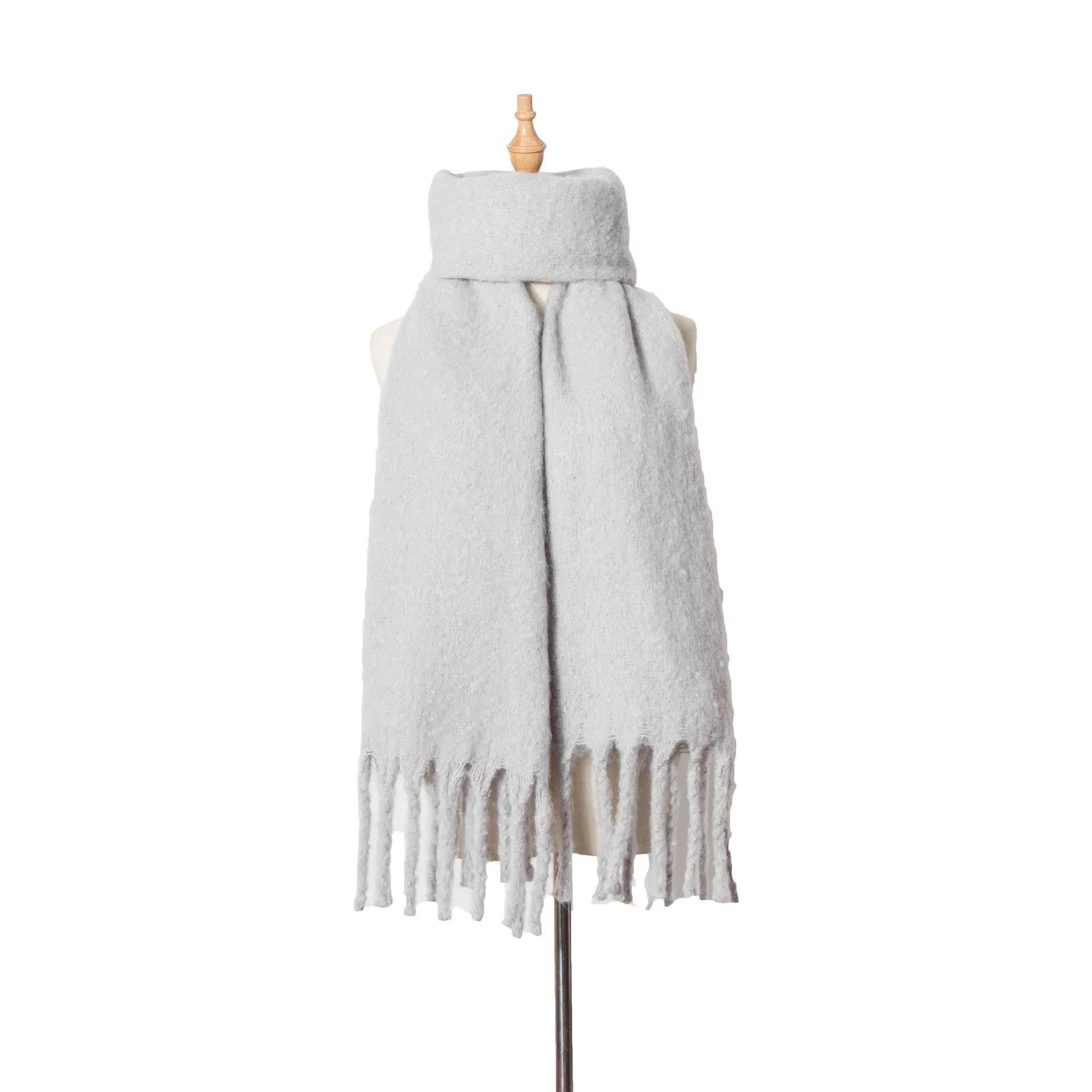 Fringed Wide Knit Scarf