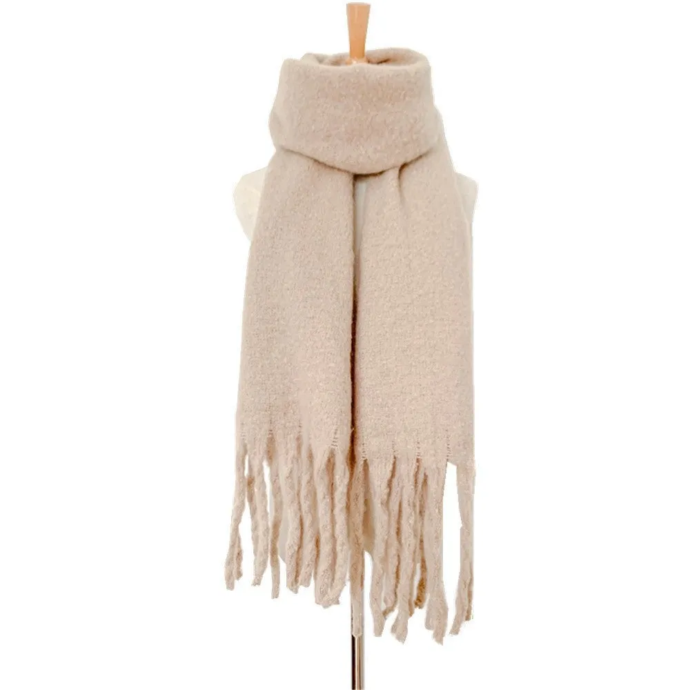 Fringed Wide Knit Scarf