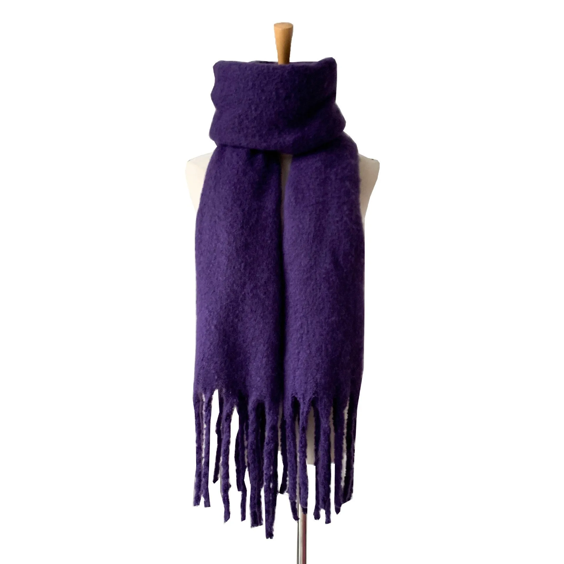 Fringed Wide Knit Scarf