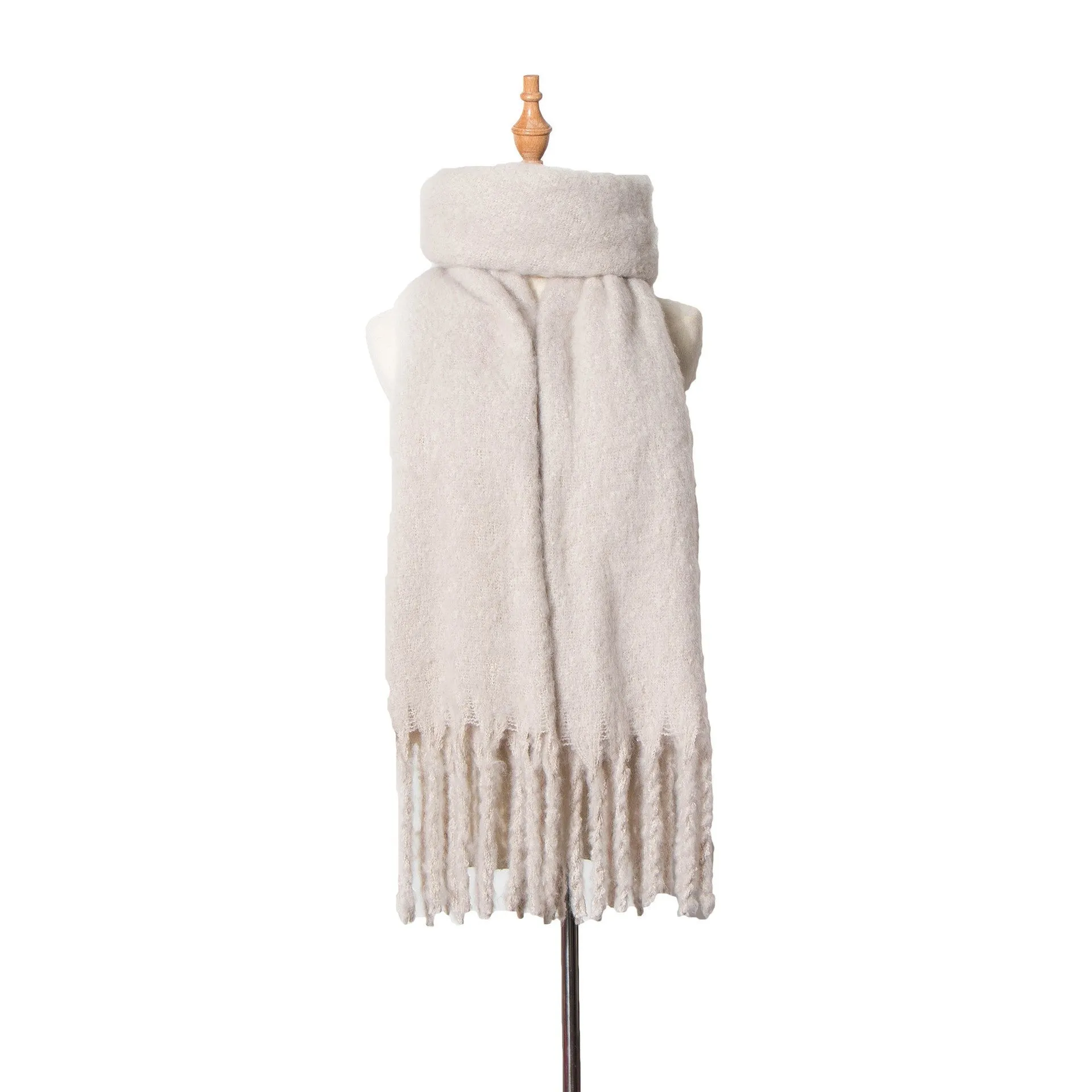 Fringed Wide Knit Scarf