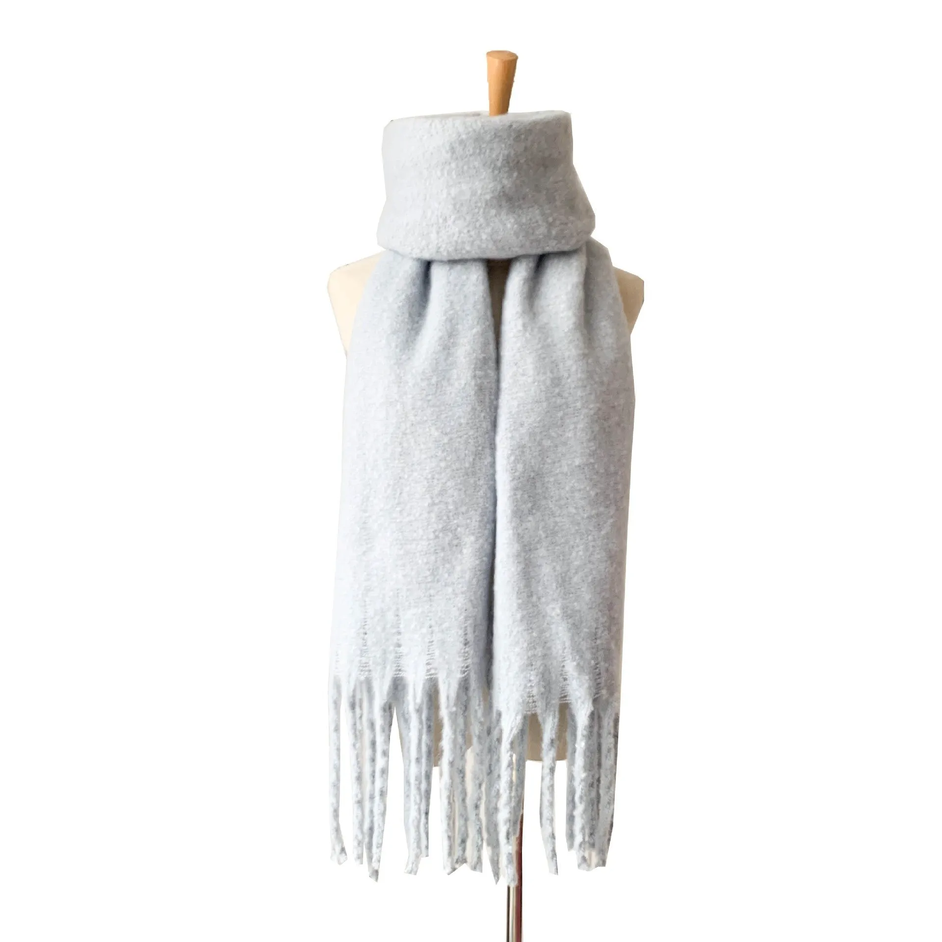 Fringed Wide Knit Scarf