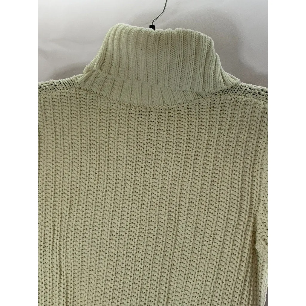 GAP Women's Tall Cream Cable-Knit Turtleneck Pullover Tunic Sweater SZ S/TALL