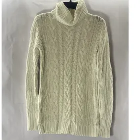 GAP Women's Tall Cream Cable-Knit Turtleneck Pullover Tunic Sweater SZ S/TALL