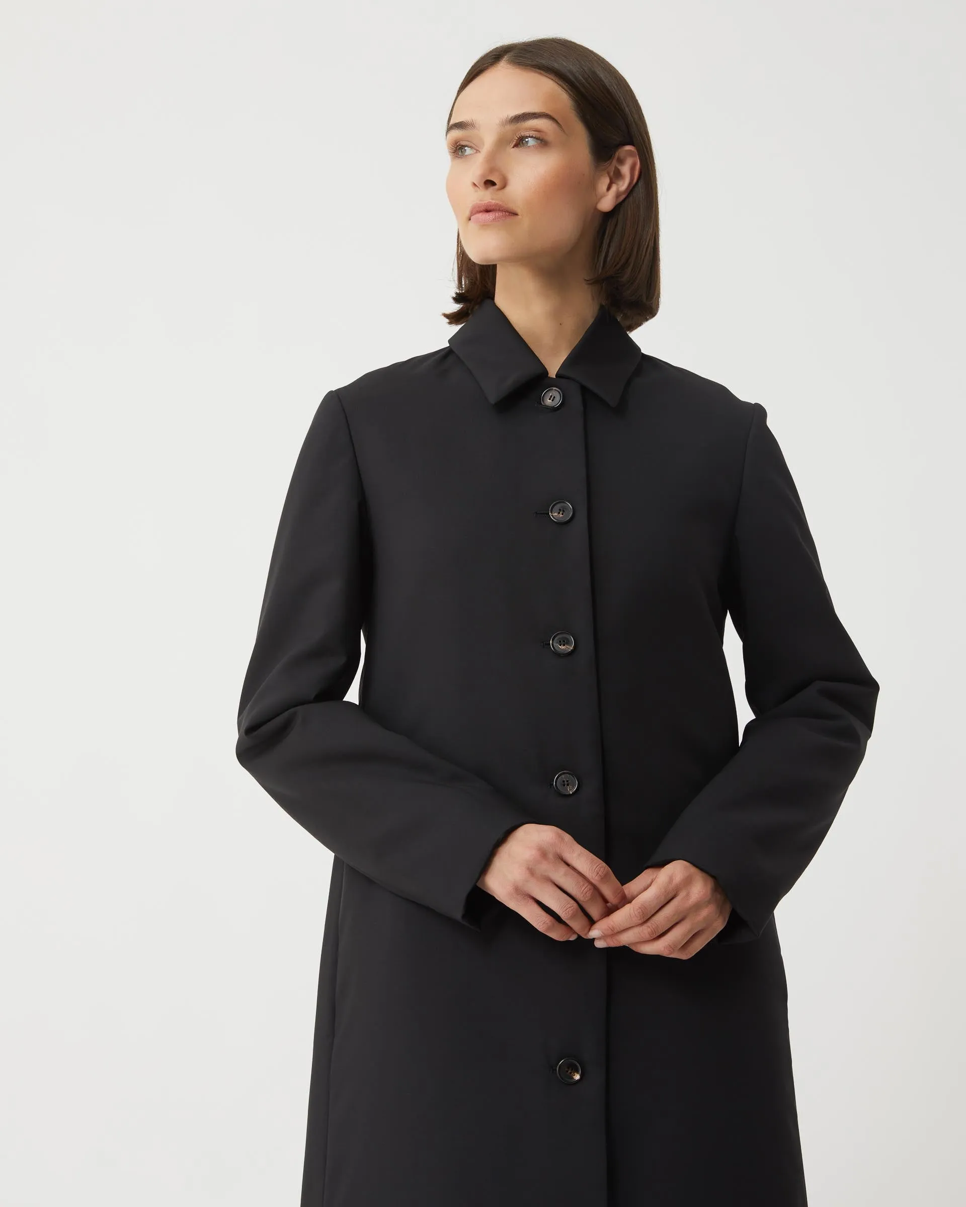 Gemma Padded Coat in Light Wool, Black