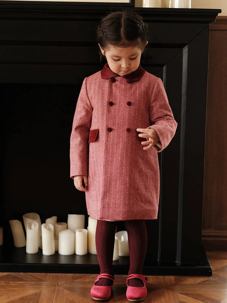 Girls' Mid-length Woolen Coat Autumn And Winter New Advanced Kids' Overcoat Wool Thick Trench Coat