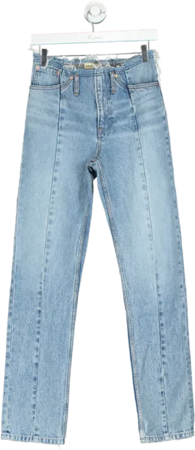 GRLFRND Blue Adriana Belted Frayed Waist Slim Straight Jeans W26