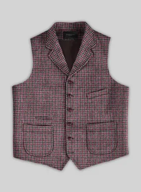 Highlander Heavy Maroon Houndstooth Tweed Hunting Vest