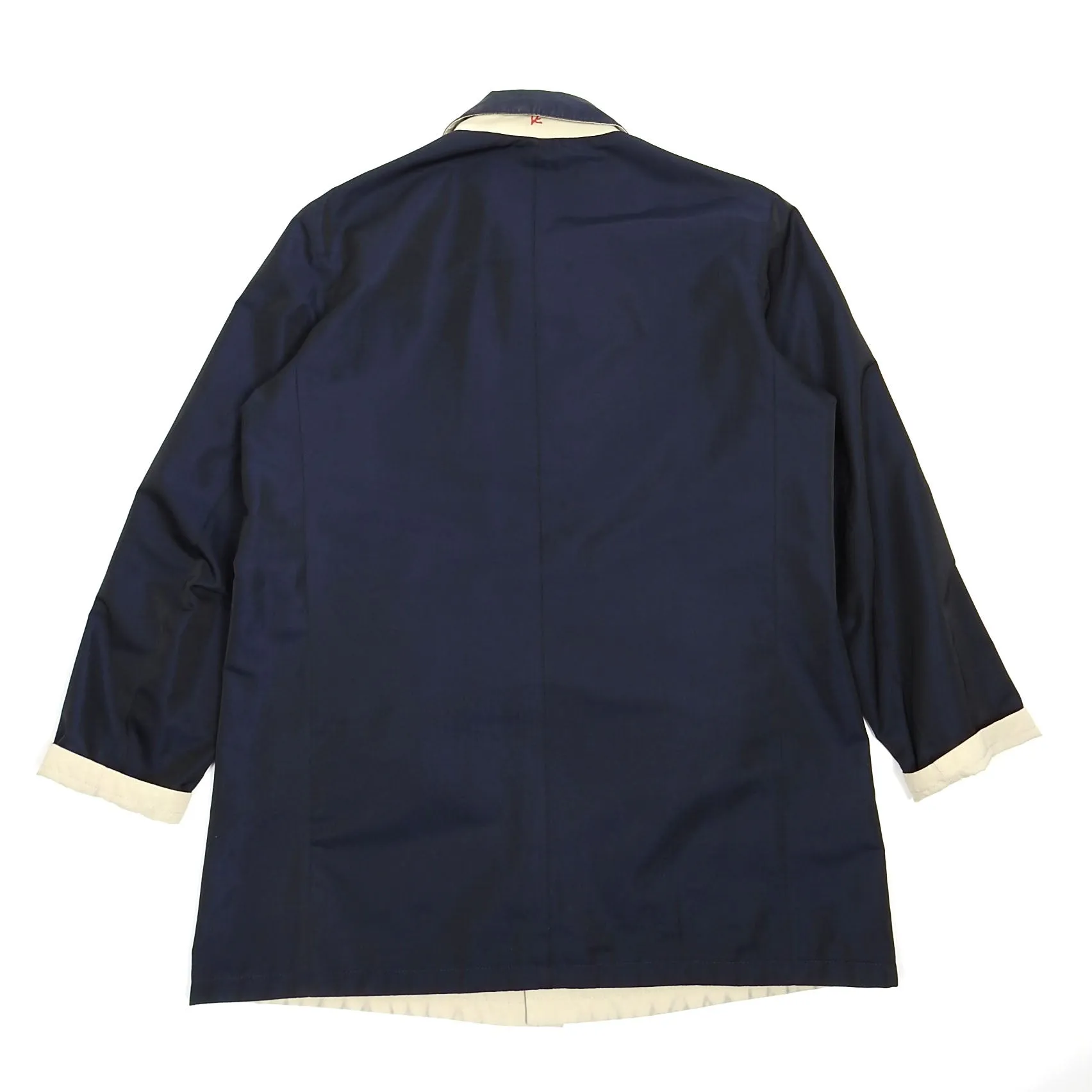 Isaia Navy/Beige Reversible Overcoat Size 54 R