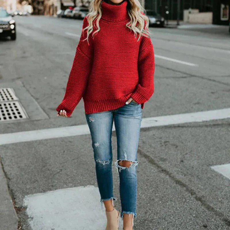 Knitted Oversized Turtleneck Sweater