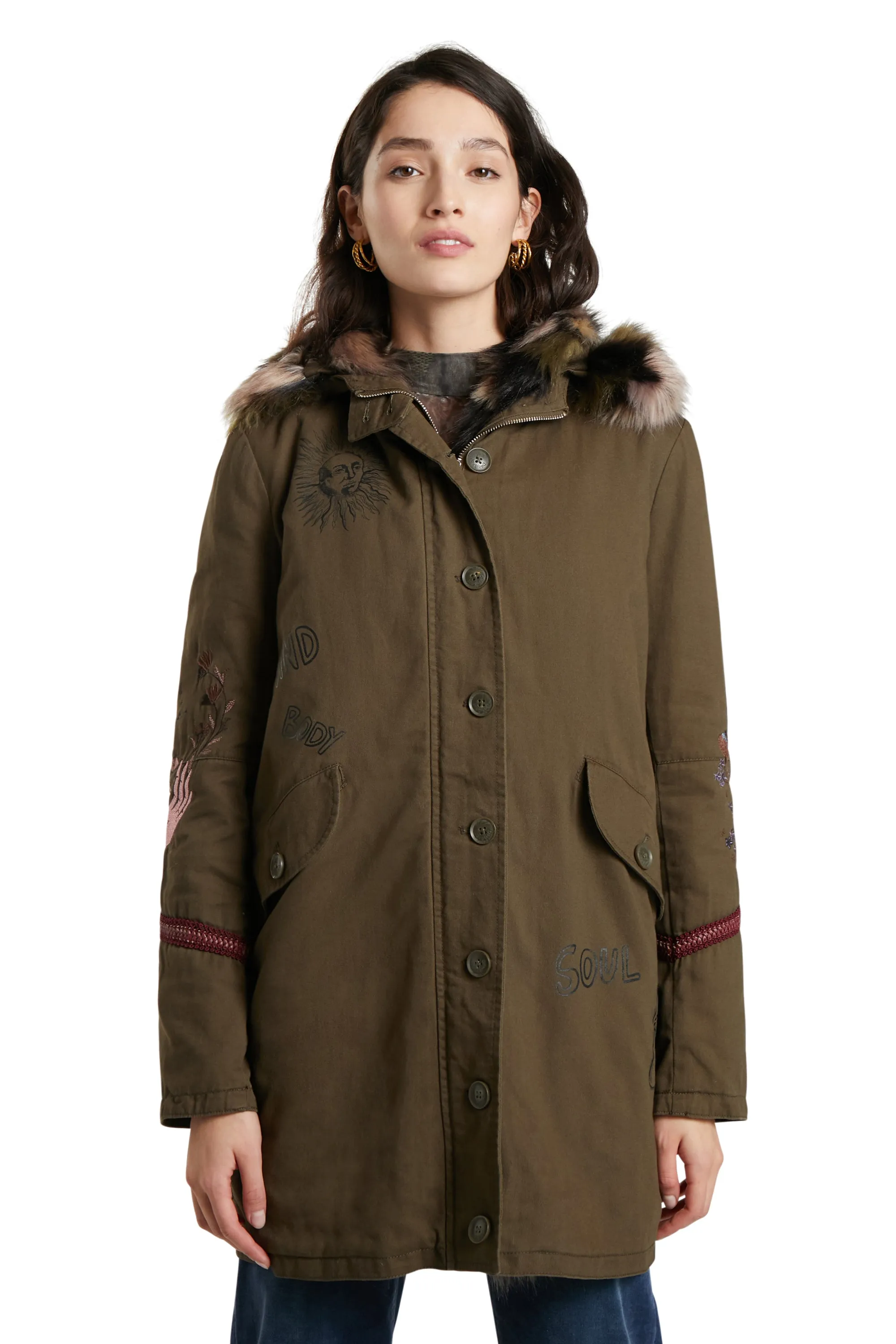 Lisboa Parka with Detachable Faux Fur Gilet Desigual Style 21WWEW74