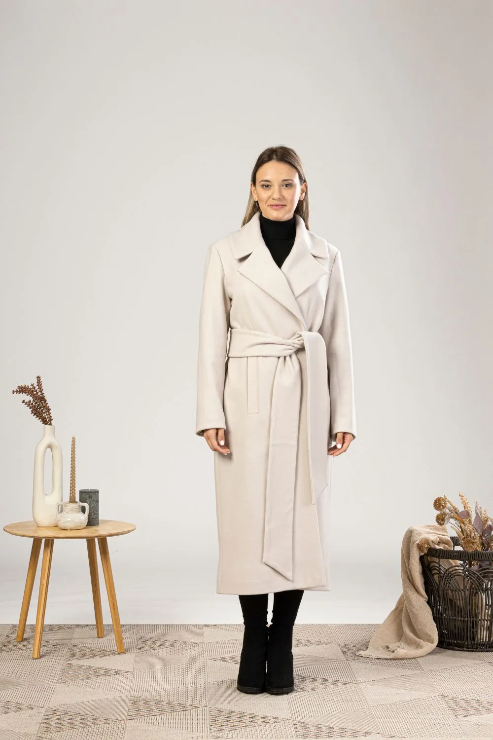 Long Wool Belted Coat