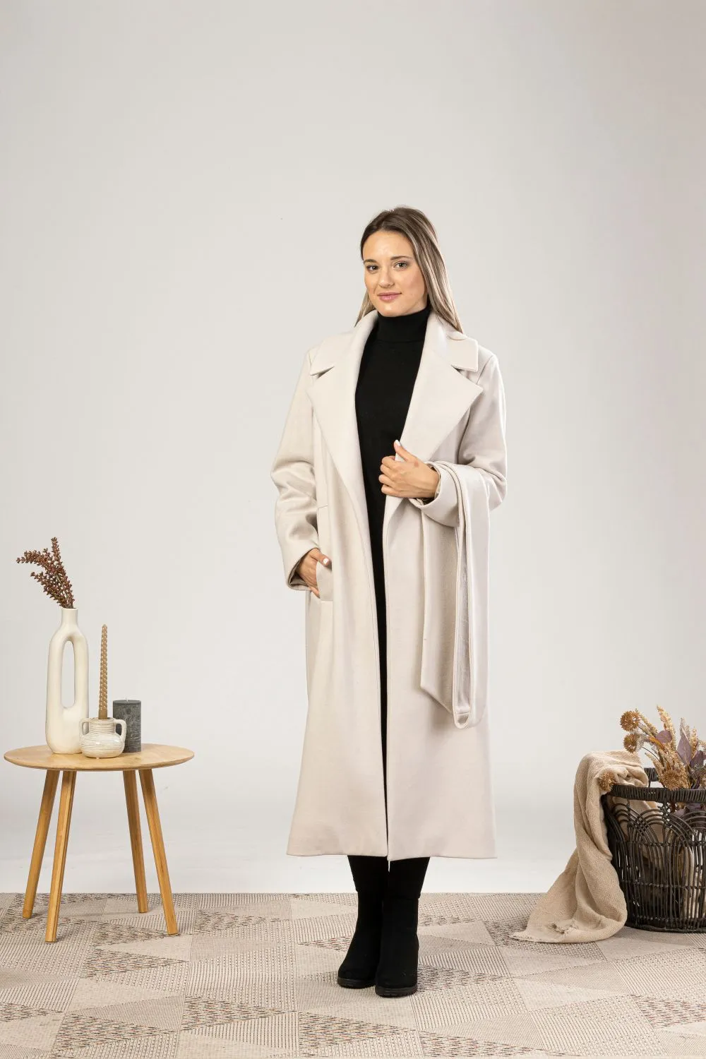 Long Wool Belted Coat