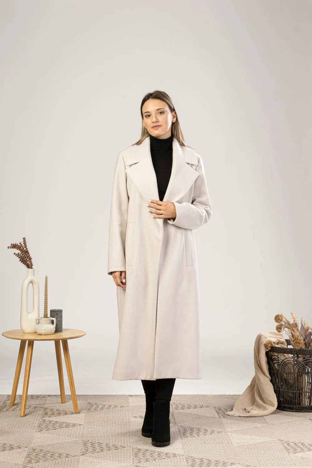 Long Wool Belted Coat