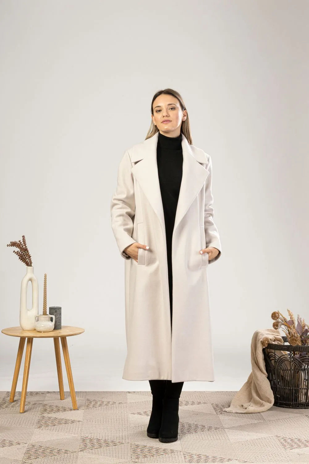 Long Wool Belted Coat