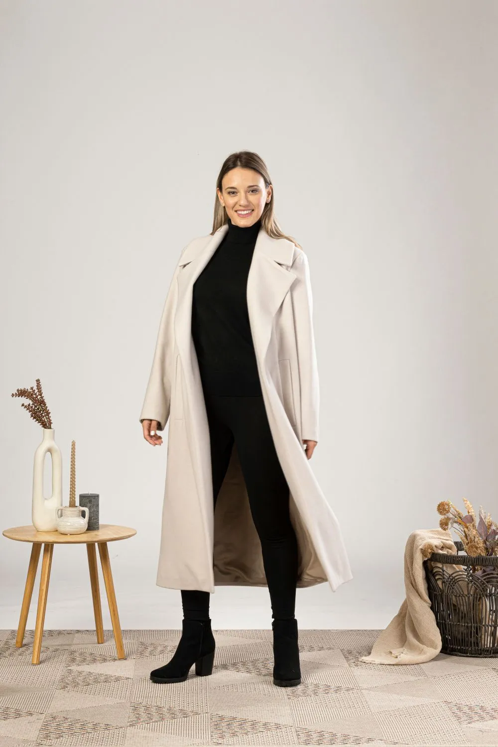 Long Wool Belted Coat