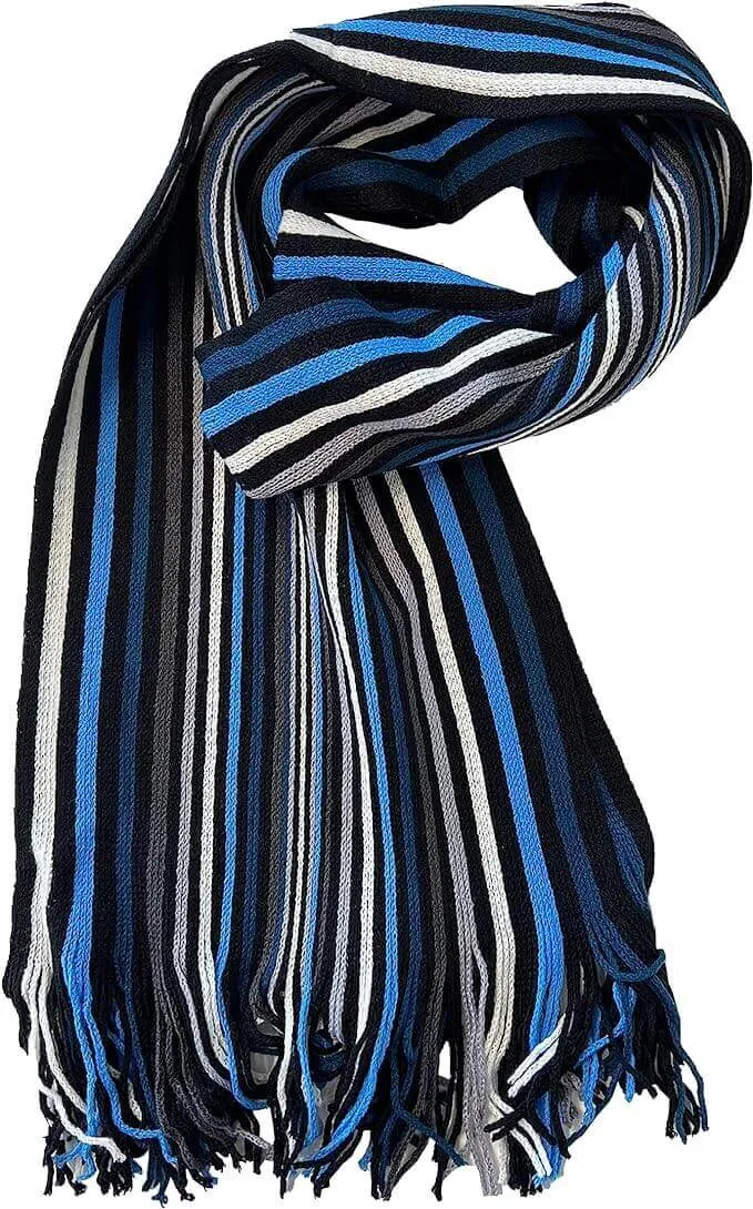 Luxury Men's Woven Stripe Design Long Scarf Warm Soft Acrylic Winter Fashion Accessory for Formal and Casual Wear Hypoallergenic by Sock Stack