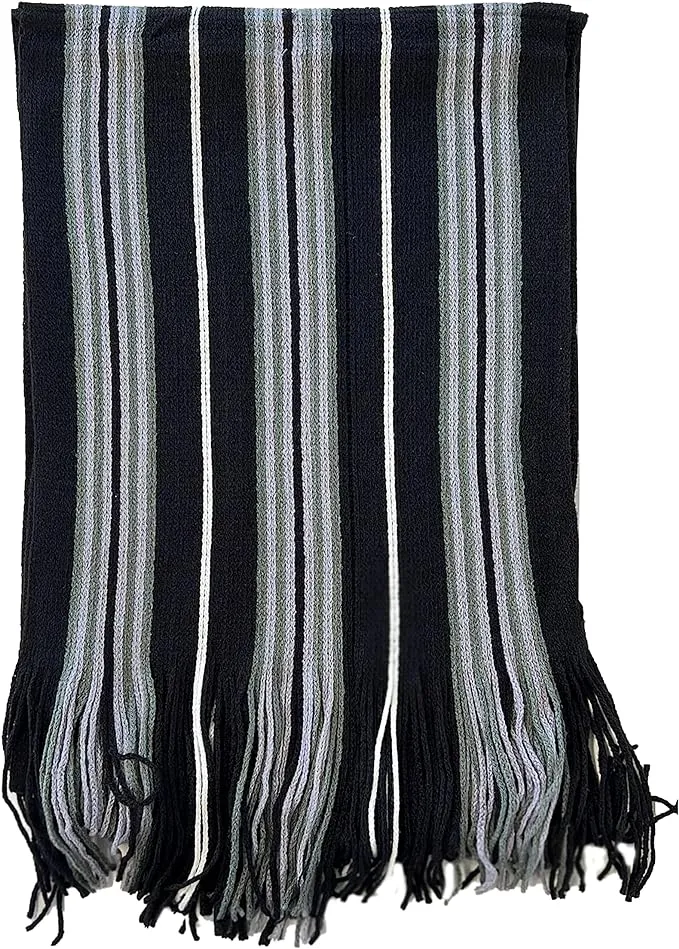 Luxury Men's Woven Stripe Design Long Scarf Warm Soft Acrylic Winter Fashion Accessory for Formal and Casual Wear Hypoallergenic by Sock Stack