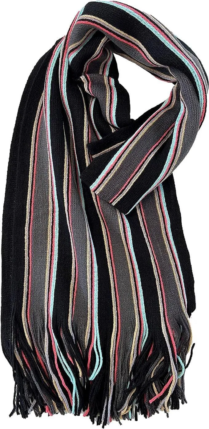 Luxury Men's Woven Stripe Design Long Scarf Warm Soft Acrylic Winter Fashion Accessory for Formal and Casual Wear Hypoallergenic by Sock Stack